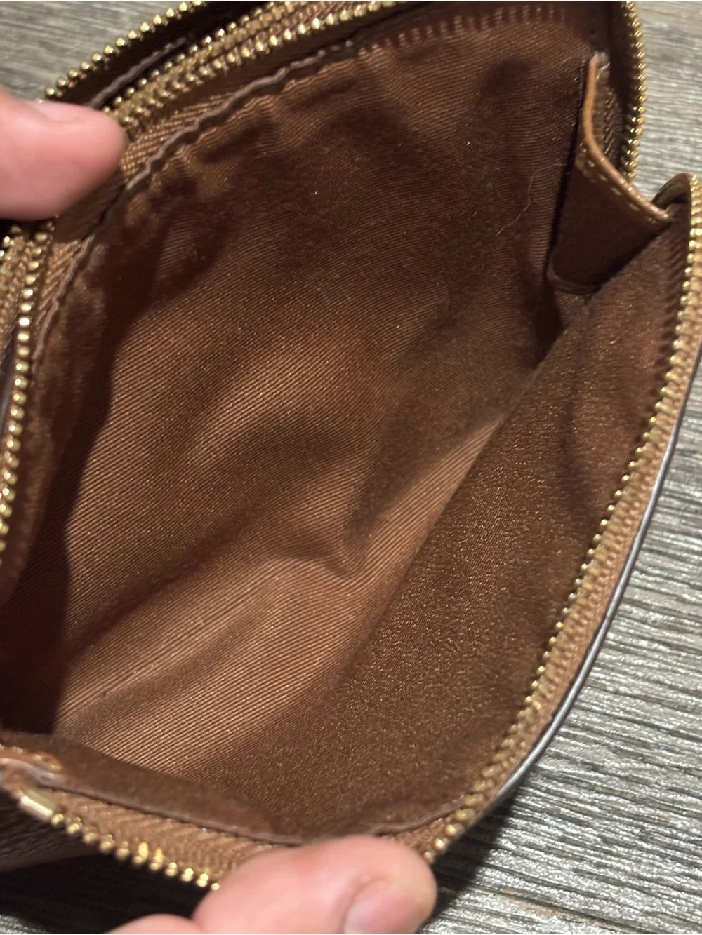 Coach Saddle Brown Pebbled Leather Double Corner Zip Wallet F66505
